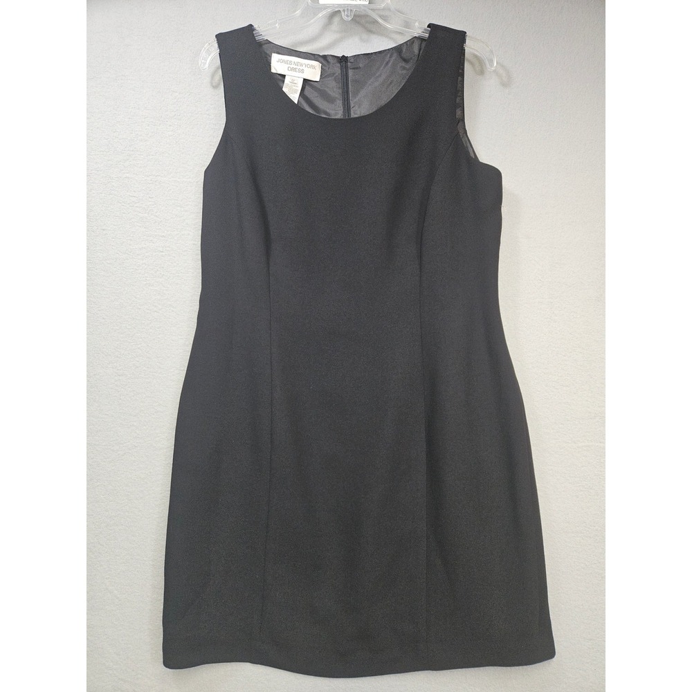 Jones New York Dress Black Sleeveless Sheath Scoop Neck Mini Dress Size 12
